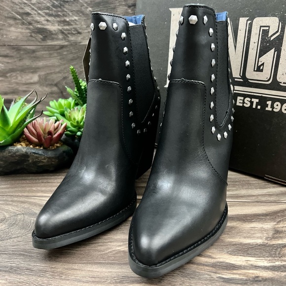 NIB Dan Post Dingo Stay Sassy Black Leather Studded Western Ankle Boot Bootie - Picture 4 of 13